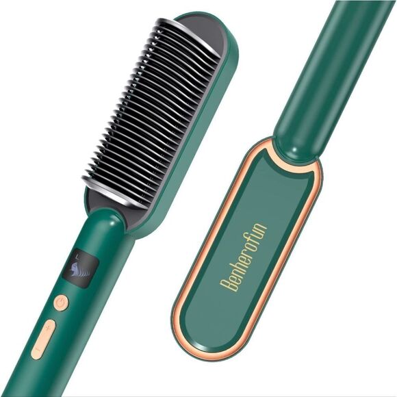 NIB Hair Straightener Brush - Ionic Hair Straightener Comb 3 Temperature… - Picture 1 of 6